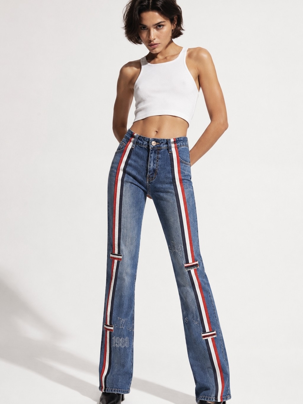 Aladin by Robin Vintage Y2K Flare Jeans – Racing Stripe – Size M